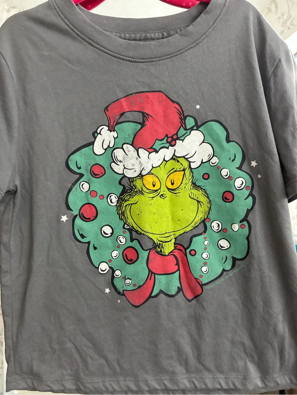 abercrombie kids Gray Tee with Grinch Holiday Graphic